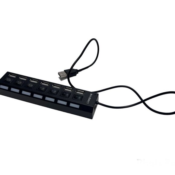 7 Port USB 2.0 Hub, USB Port‎ Data Hub with On/Off Switches Very Good Condition - Picture 6 of 6